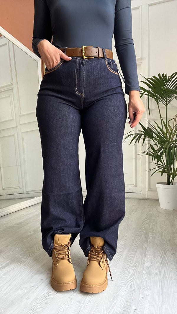 mom fit Con Cintura Marrone