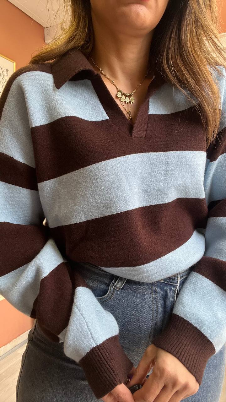 Pull A Righe Marrone&Celeste