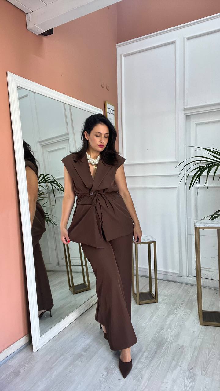 TAILLEUR MARTA SMANICATO MARRONE