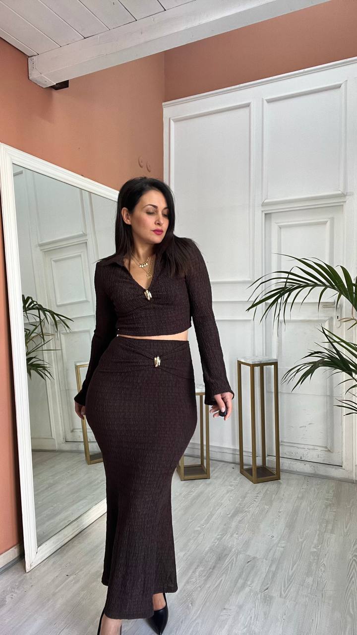 Coordinato Maglia + Gonna Marrone