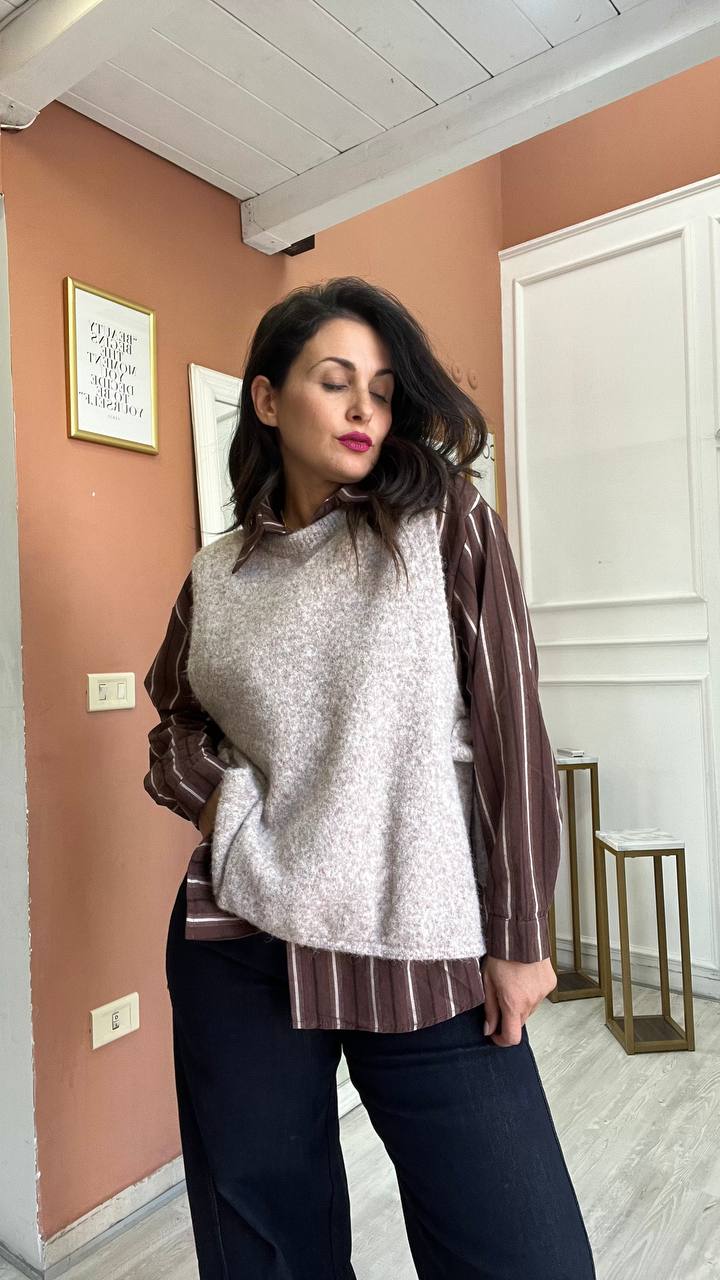Pull Gilet Beige