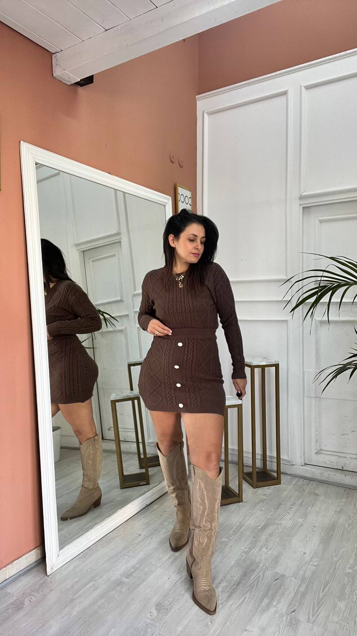 Coordinato Pull + Gonna Marrone
