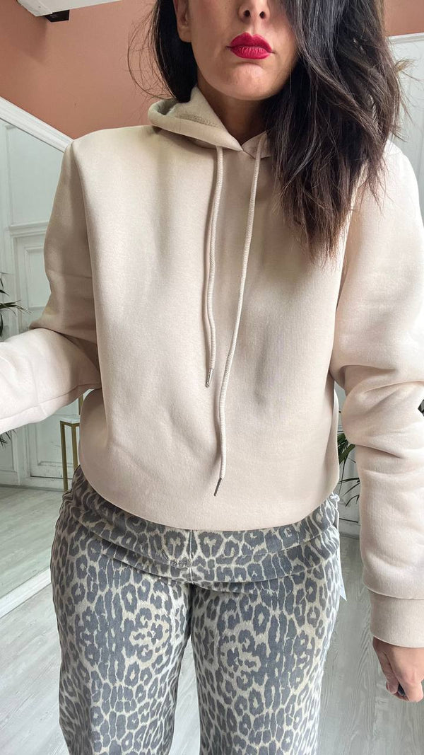 Felpa Con Cappuccio Beige