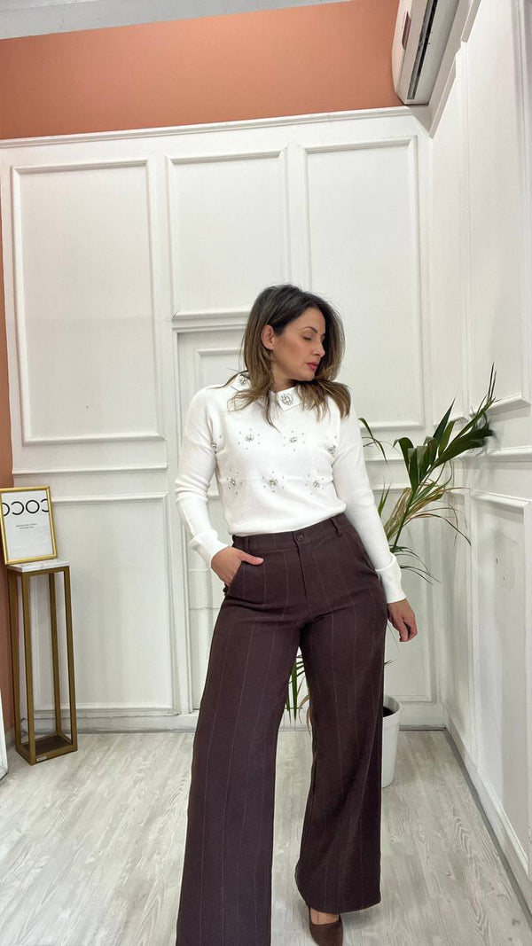 Pantalone Marrone A Palazzo