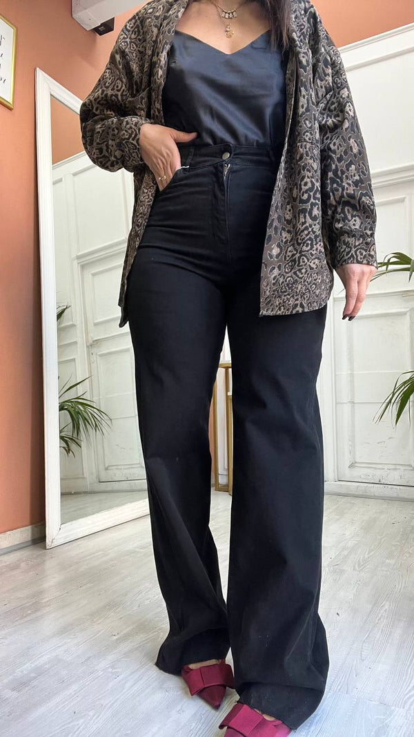Jeans Nero A Palazzo