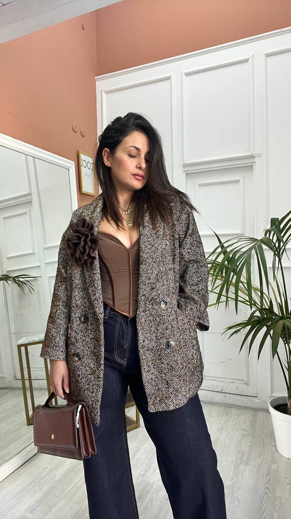 Giacca con  Fiore Marrone