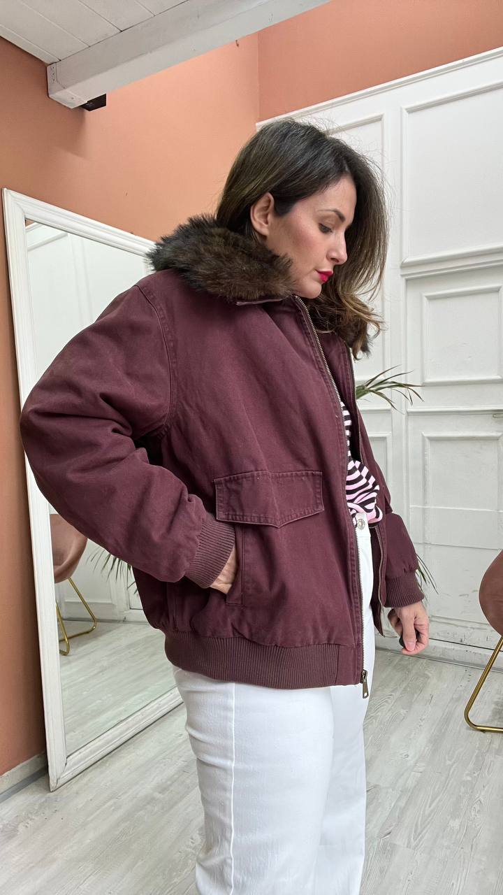 Bomber Con Collo Di Pelliccia