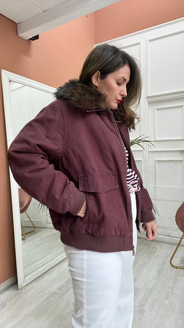 Bomber Con Collo Di Pelliccia