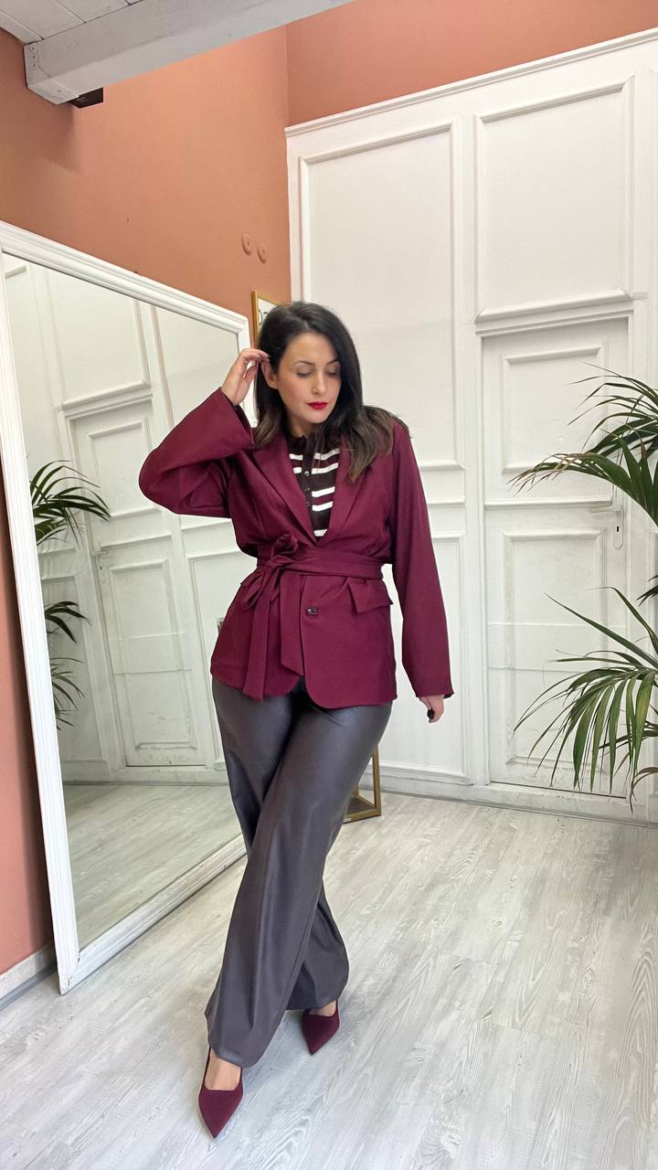 Giacca Con Laccio Bordeaux