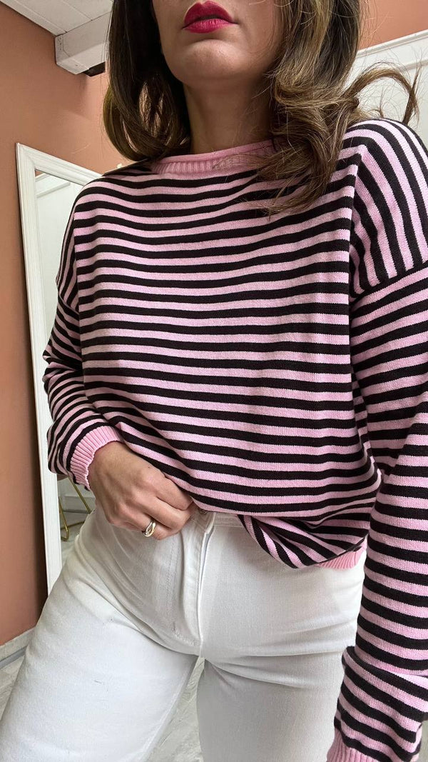 Pull A righe Rosa&Marrone
