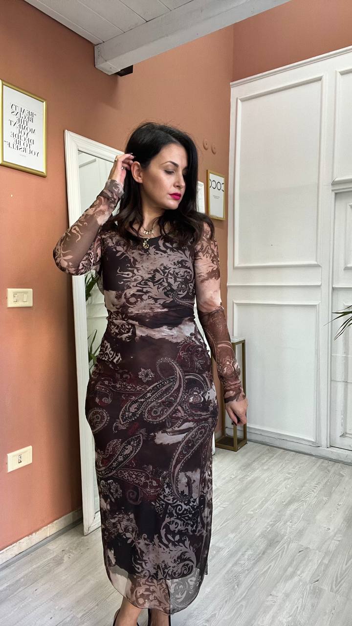 Abito Marrone A Fantasia
