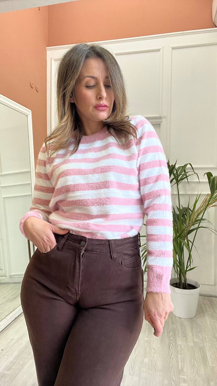 Pull A Righe Bianca&Rosa