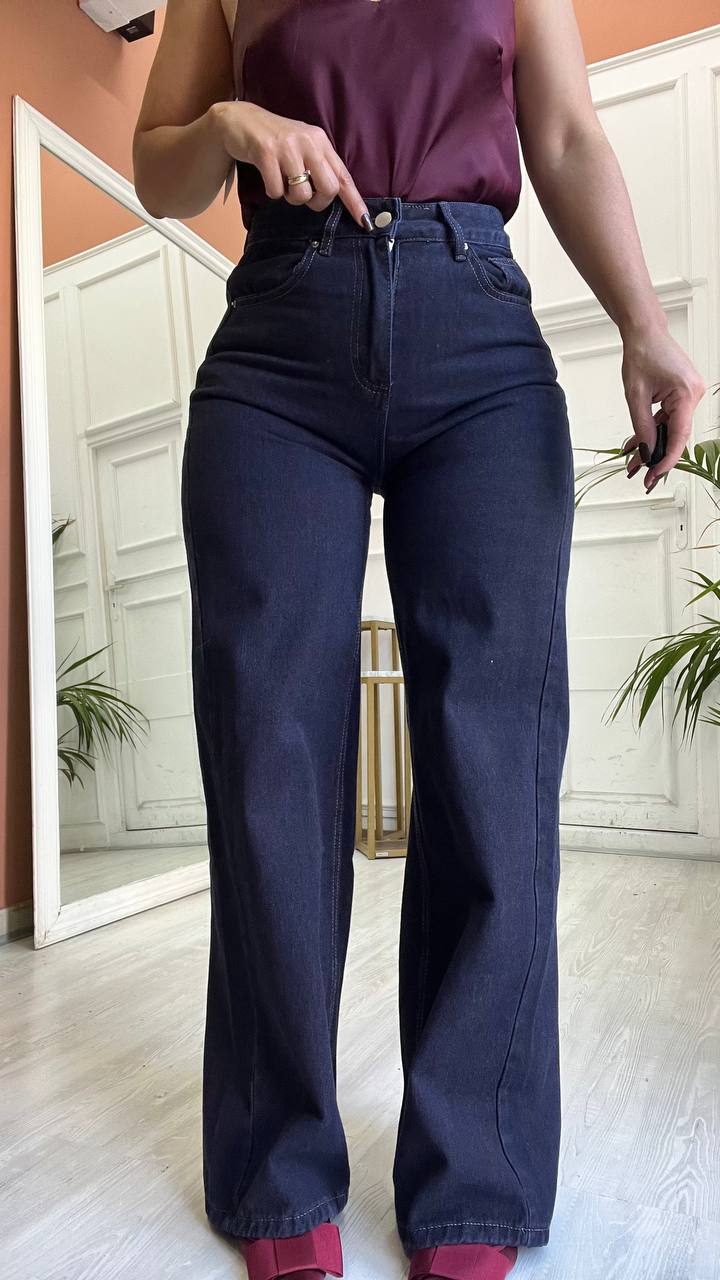 Jeans A Palazzo Lavaggio Scuro