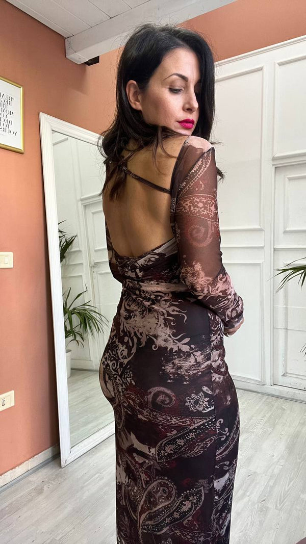 Abito Marrone A Fantasia