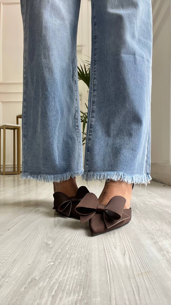 Jeans Sfrangiato Wide Leg Lavaggio Chiaro