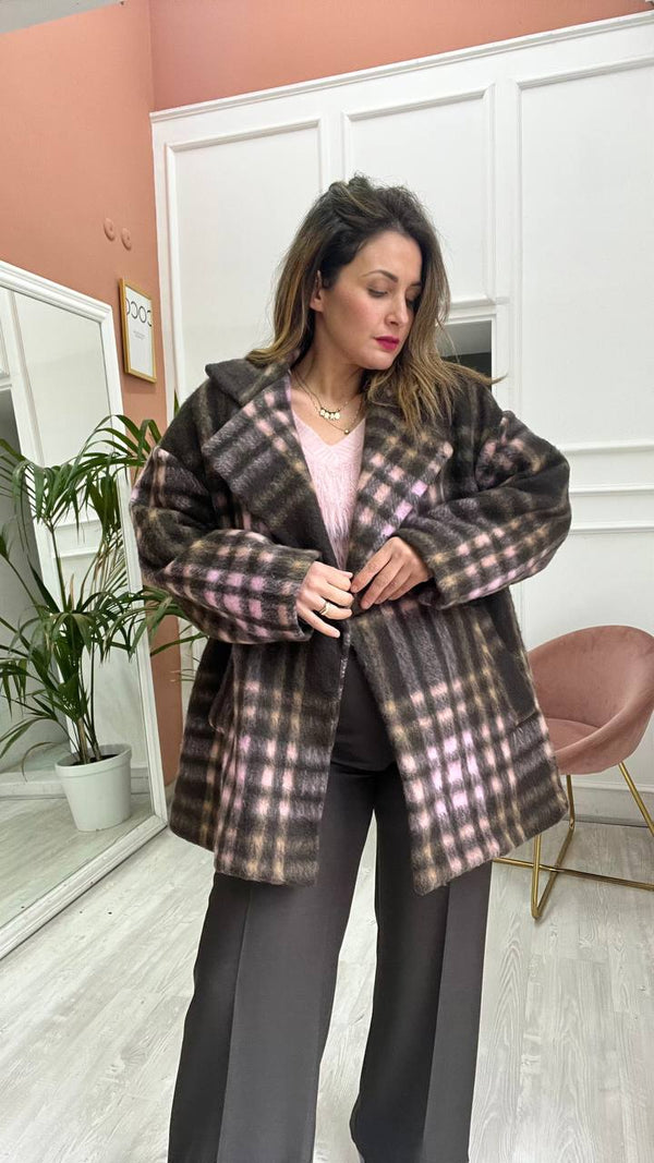 Cappottino A Quadri Rosa&Marrone