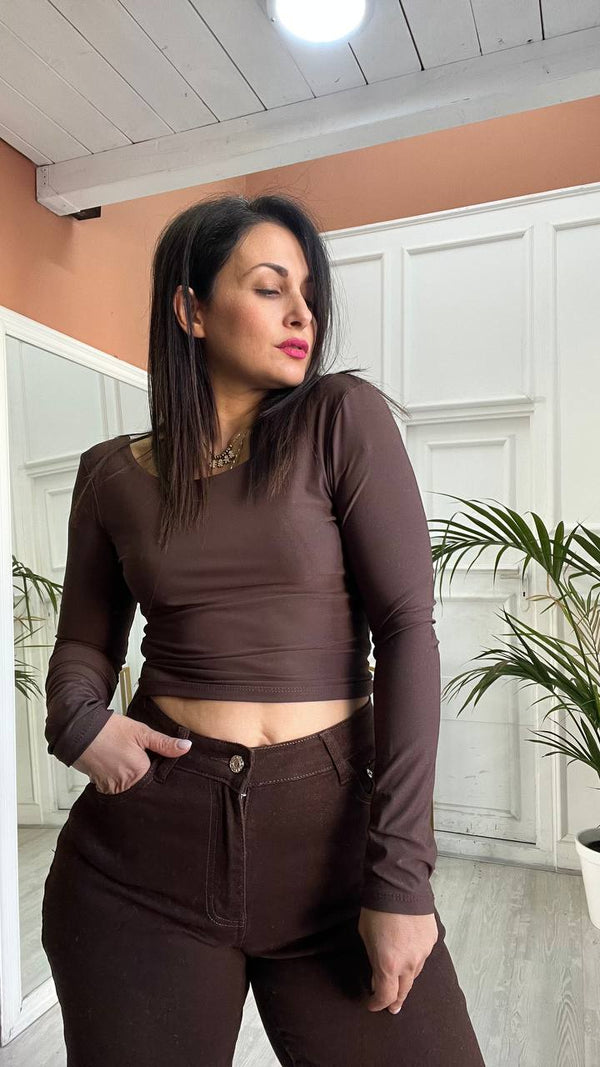 Maglia In Lycra Marrone