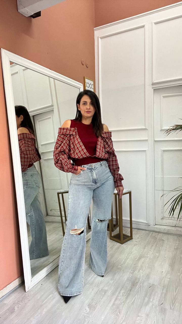 Jeans Wide Leg Strappato