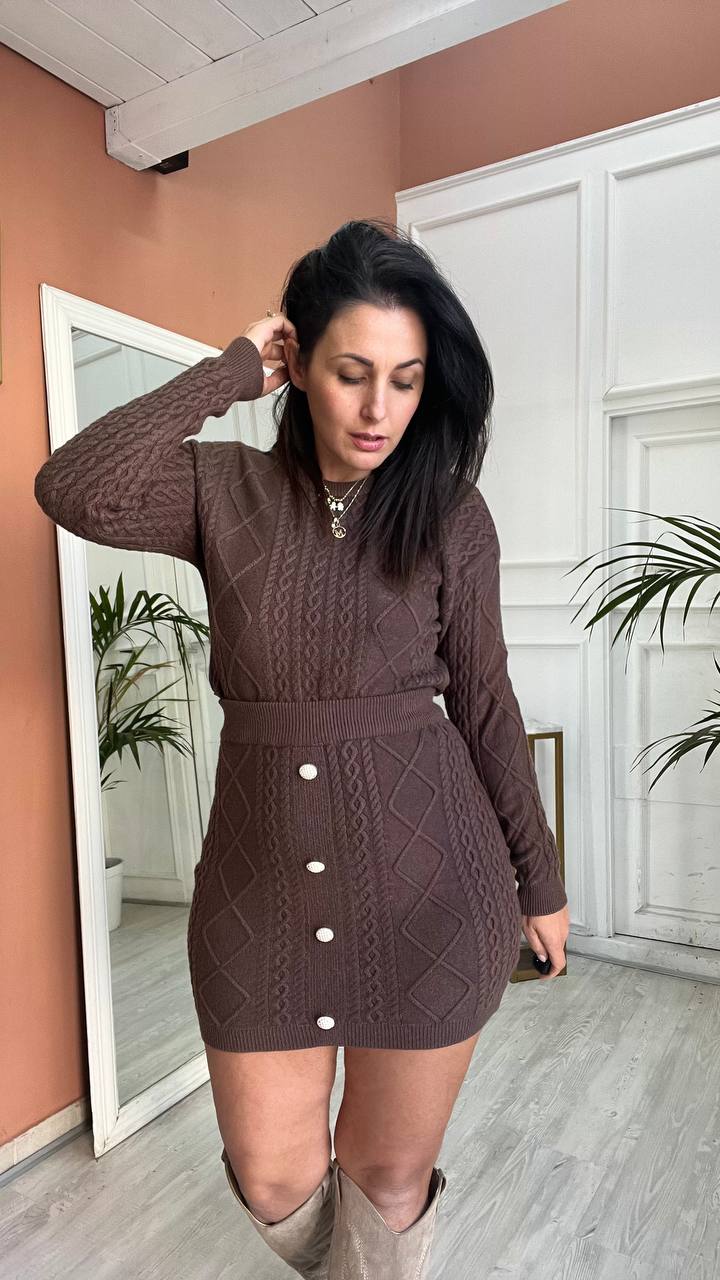Coordinato Pull + Gonna Marrone