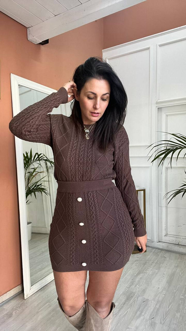 Coordinato Pull + Gonna Marrone