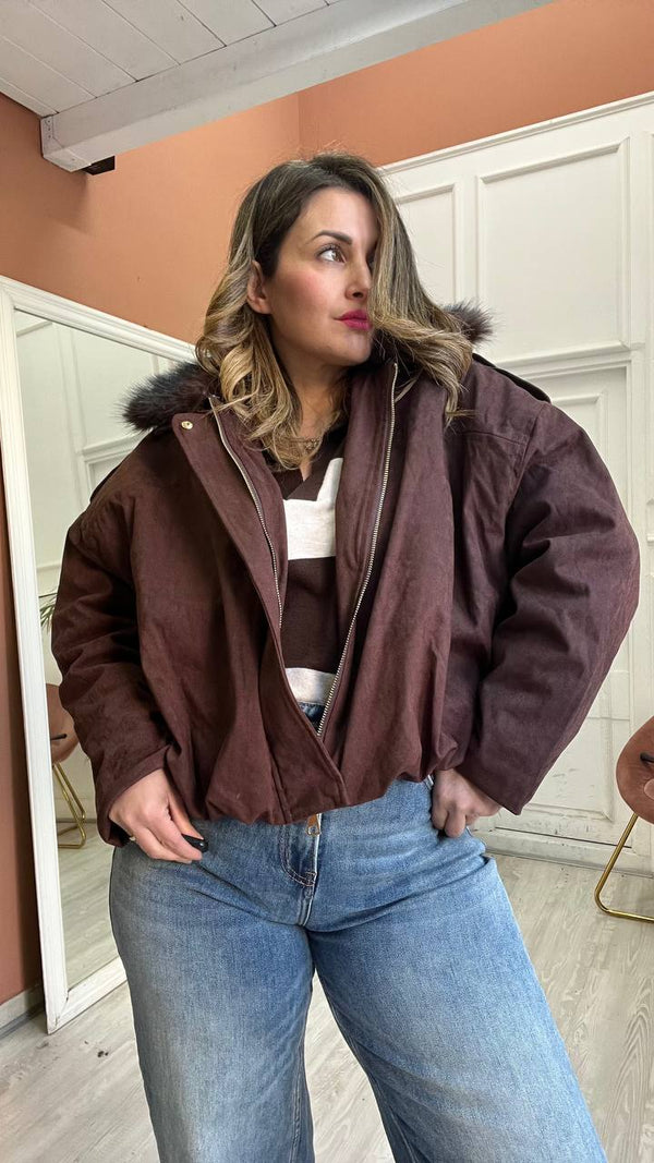 Bomber in camoscio marrone