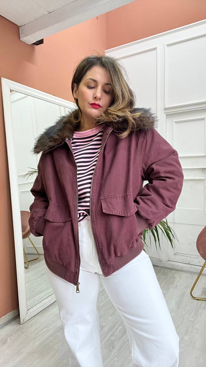 Bomber Con Collo Di Pelliccia