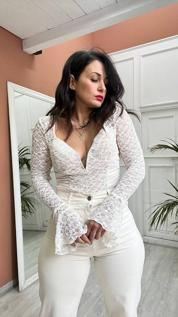 Body Bianco In Pizzo