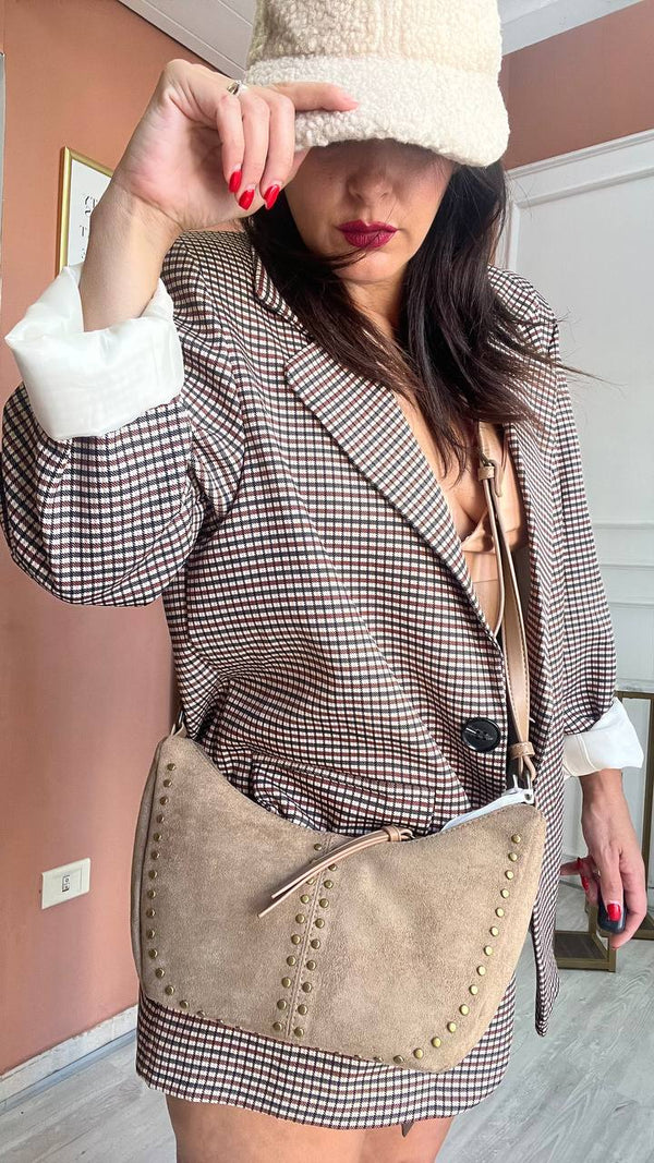 Tracolla Beige In Camoscio