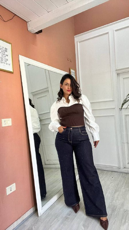 Jeans Brillantinato Lavaggio Scuro