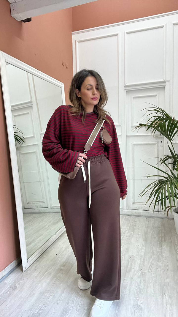 Pantalone Marrone Con Laccio