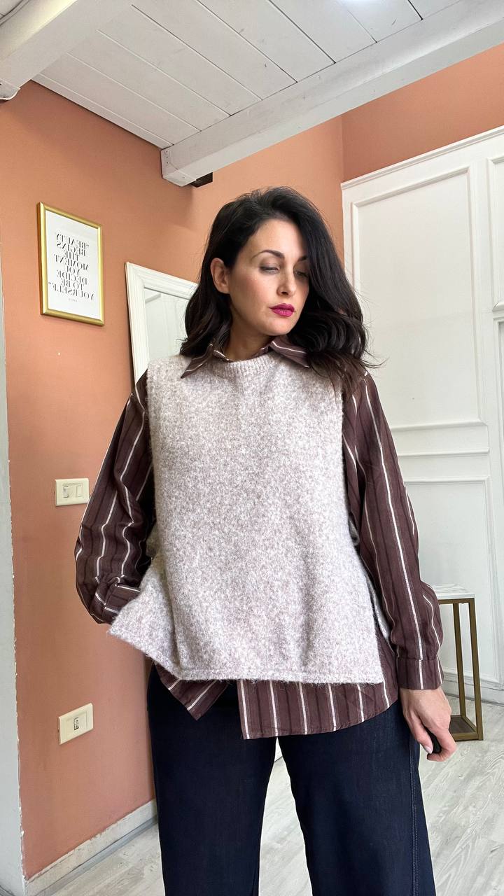 Pull Gilet Beige