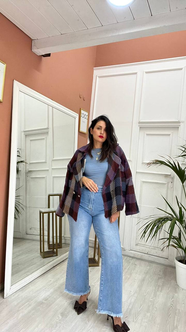 Jeans Sfrangiato Wide Leg Lavaggio Chiaro