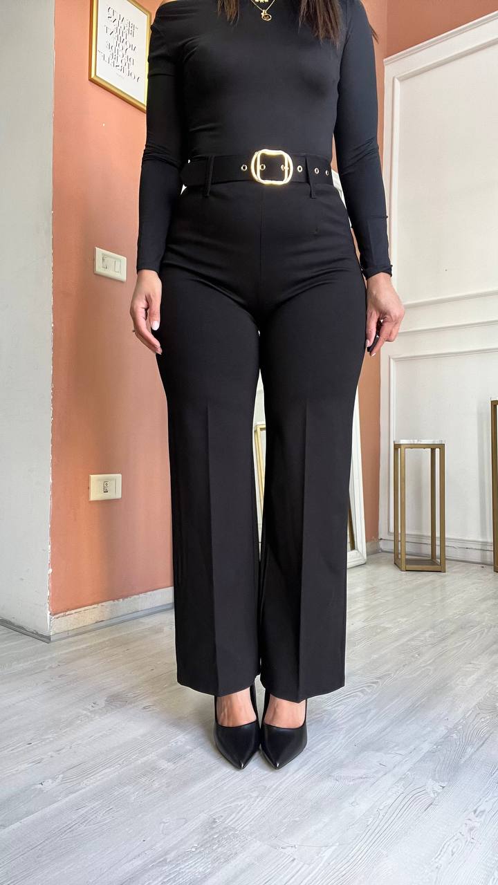 Pantalone Nero Con Cintura