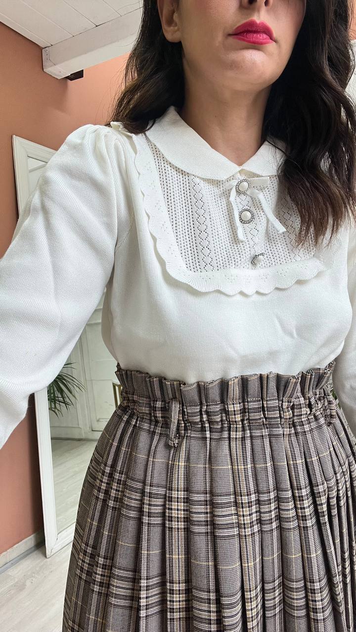 Pull Bianca Con Colletto