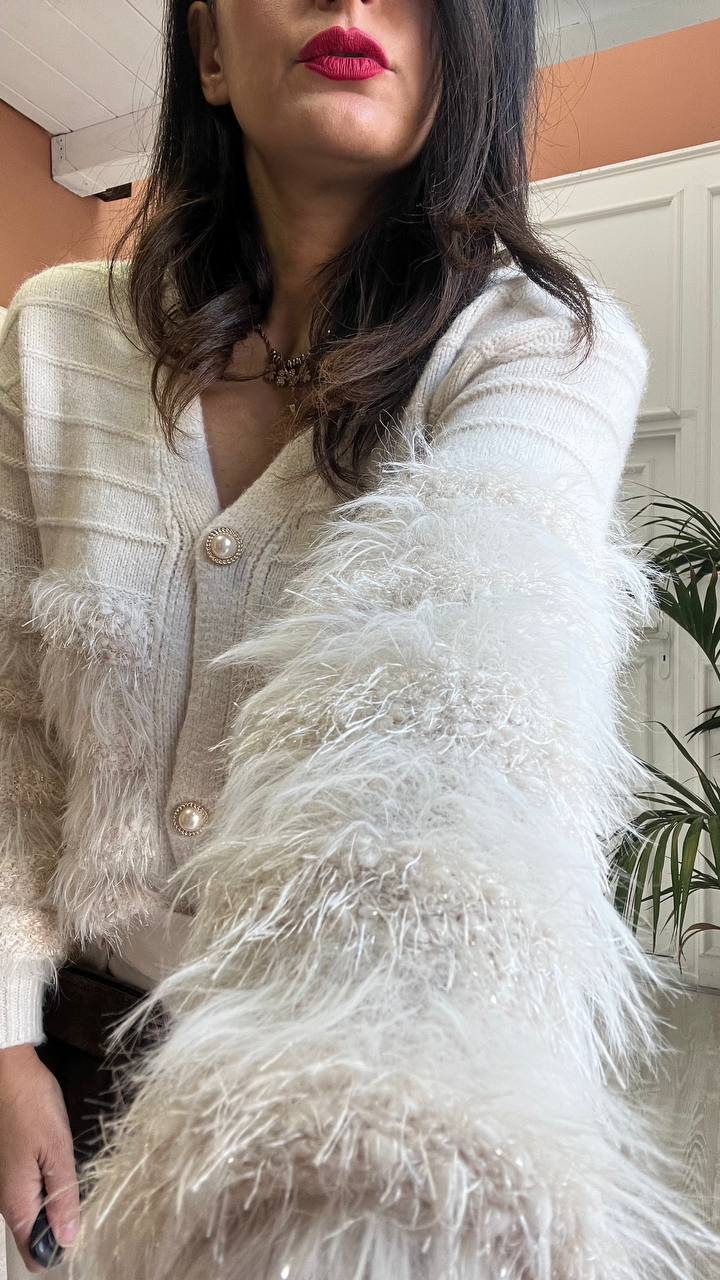 Cardigan Peluche Panna