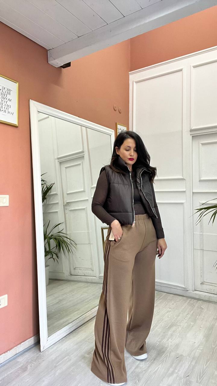 Pantalone tuta Marrone Con Strisce