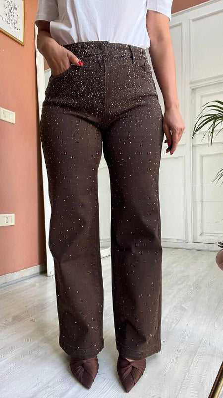 Jeans Brillantini Marrone