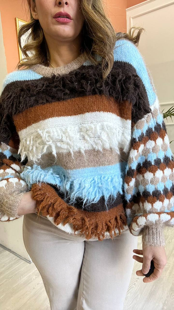 Pull Marrone&Celeste