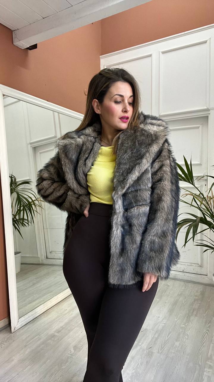 Eco-fur marrone sfumata