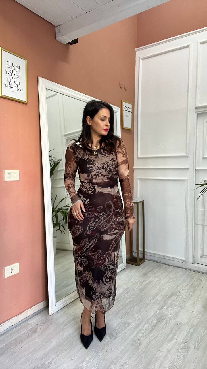Abito Marrone A Fantasia