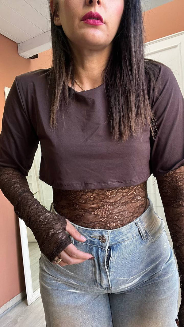 Maglia Con Body In Pizzo