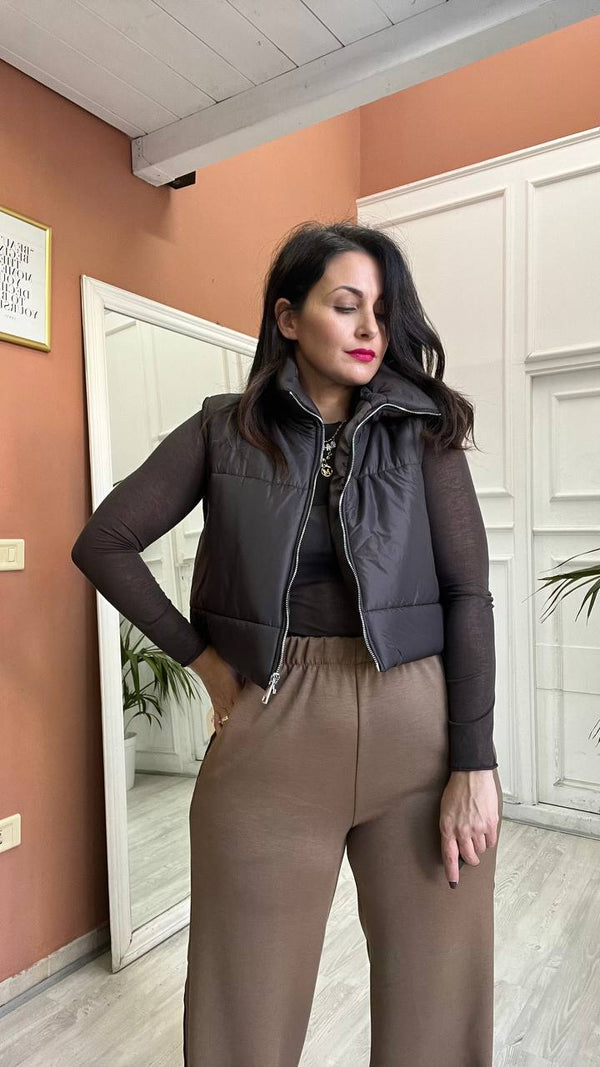 Bomber Smanicato Marrone