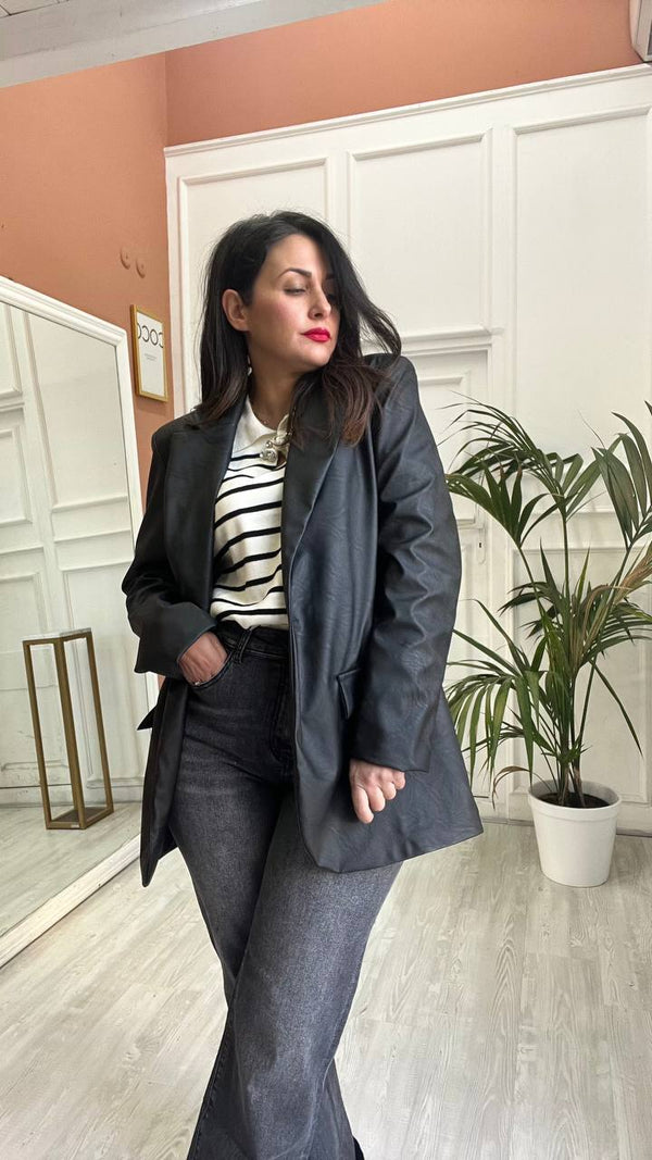 Giacca Ecopelle Nera