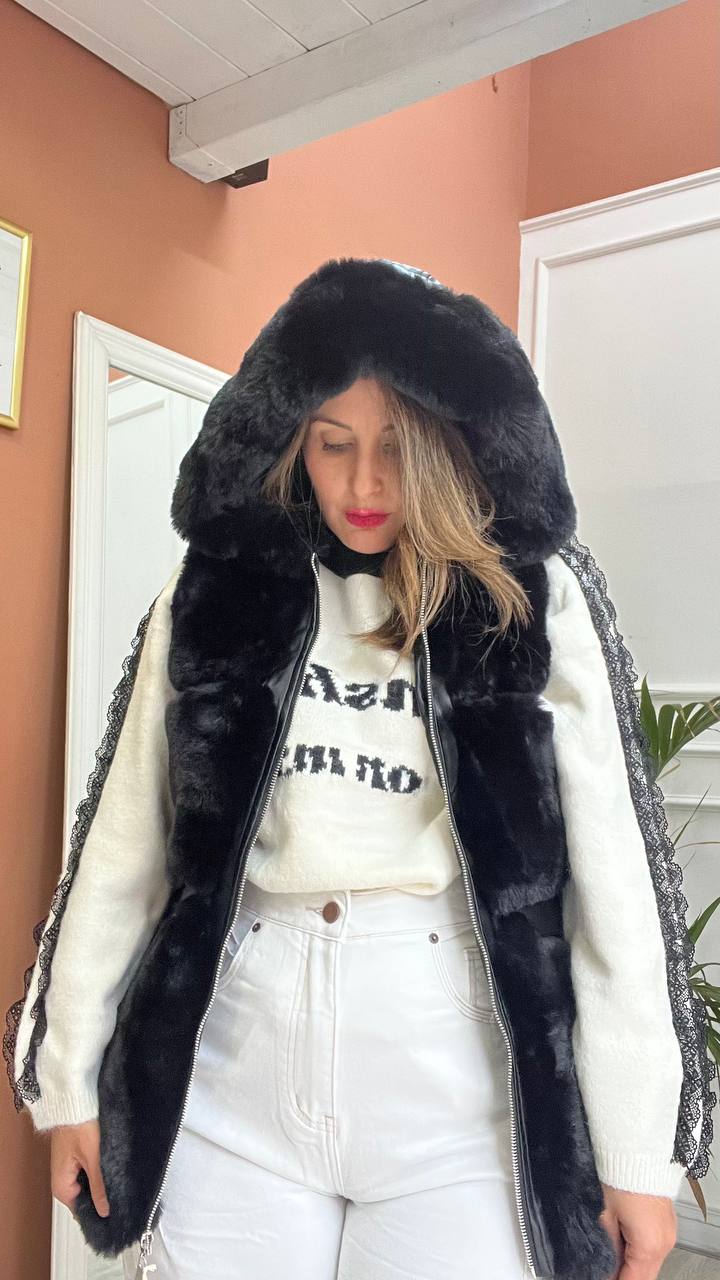 Smanicato Pelliccia Nero