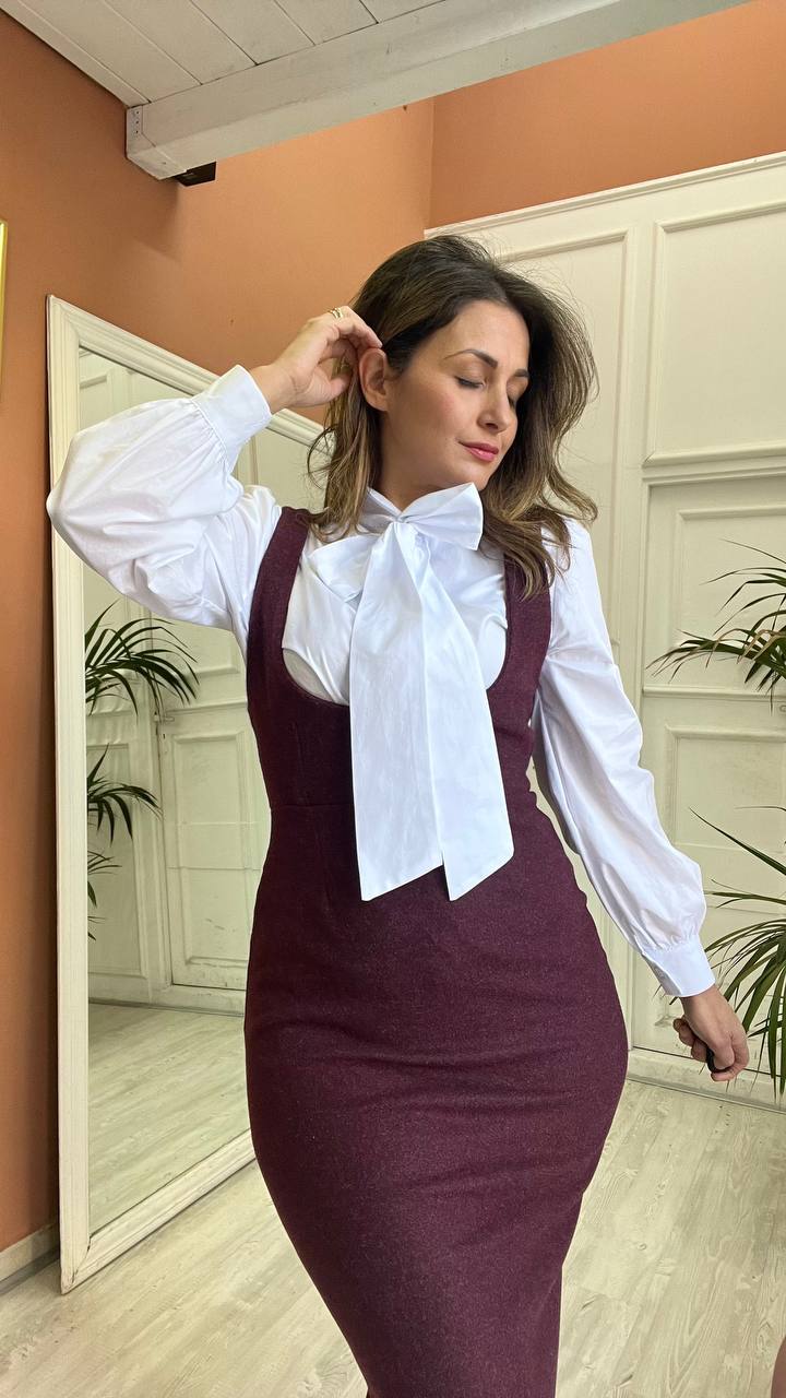 Vestito Salopette Lungo Bordeaux