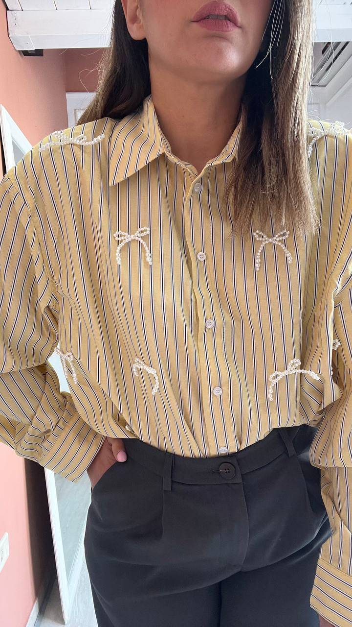Camicia A Righe Gialla