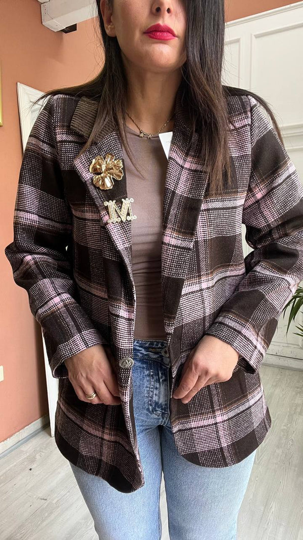 Giacca A Quadri Rosa&Marrone