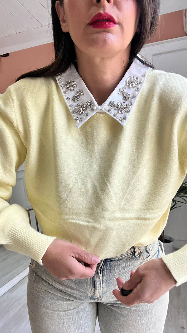 Maglia Gialla Con Colletto