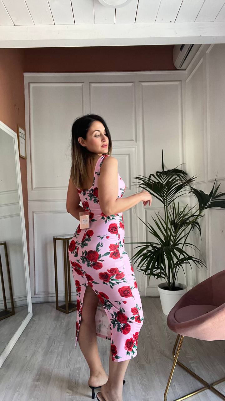 Vestito Fiori Rossi