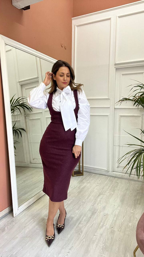 Vestito Salopette Lungo Bordeaux
